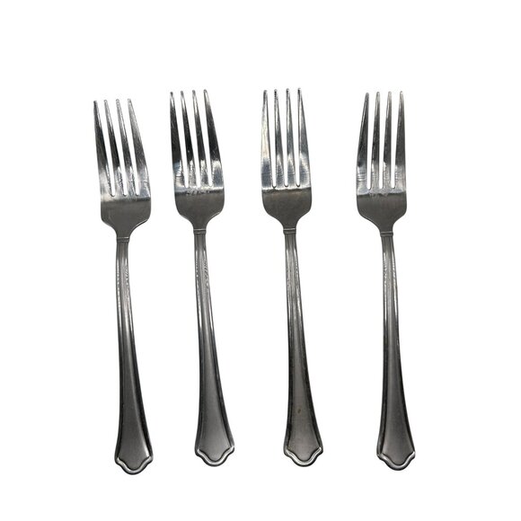 Pfaltzgraff Capri Frost Stainless Steel Set 4 Salad Forks glossy 18/0 flatware - Picture 4 of 4